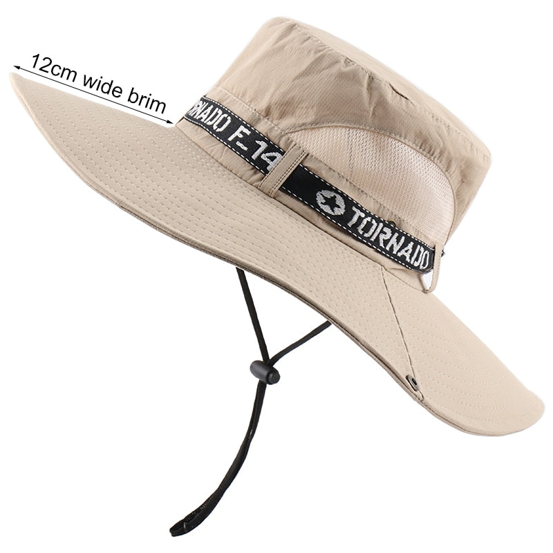 UPF 50+ Sun Hat Bucket Autumn Men Women Fishing Boonie Hat Sun UV Protection Long Large Wide Brim Mesh Hiking Outdoor Beach Cap