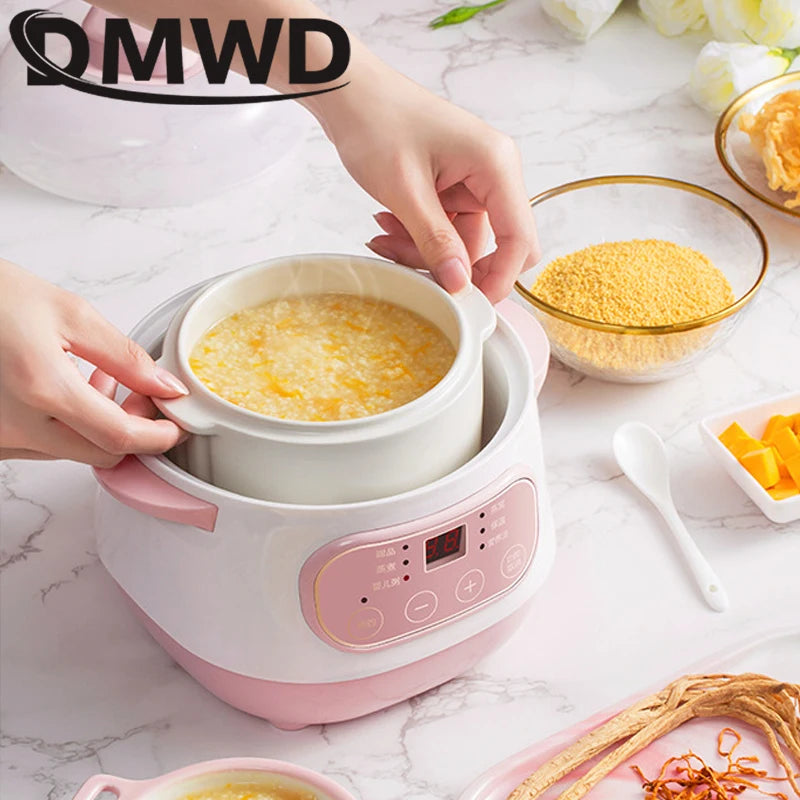 110V Electric Slow Cooker Food Steamer Ceramic Pot Multifunction BirdNest Soup Stew Pregnant Tonic Baby Supplement Heater Warmer