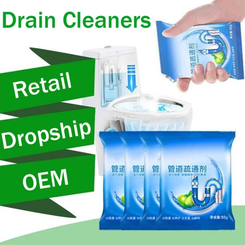 10PCS Drain Cleaners Strong pipe dredging agent kitchen water pipe sewer toilet closestool clean deodorant Powder Sink Drain