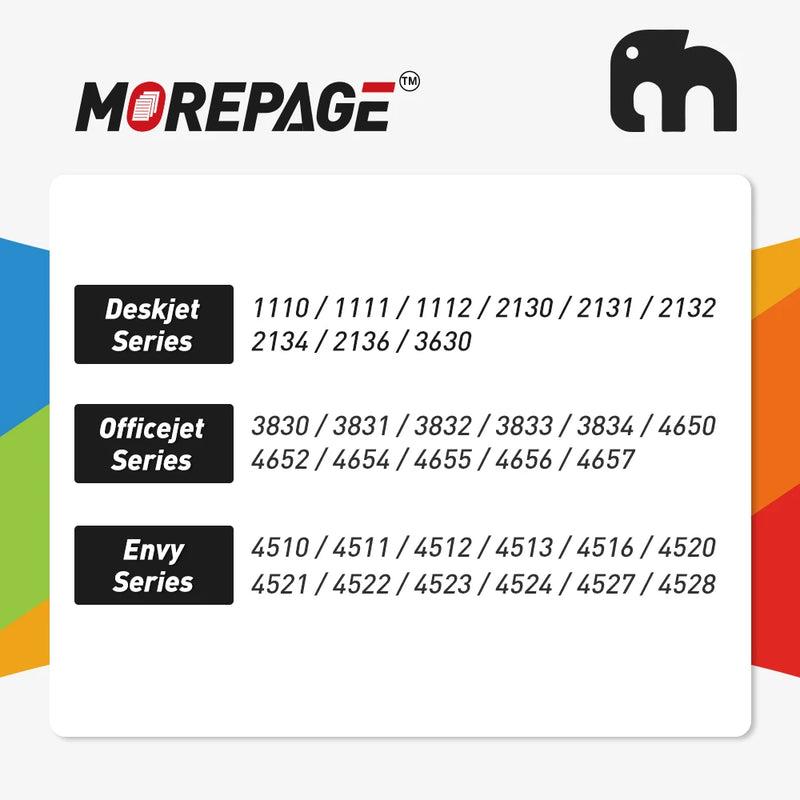 MorePage 302 Ink Cartridge Remanufatured For HP302XL HP 302 For HP Deskjet 2130 2135 1110 3630 3632 Officejet 3830 4520 Printer