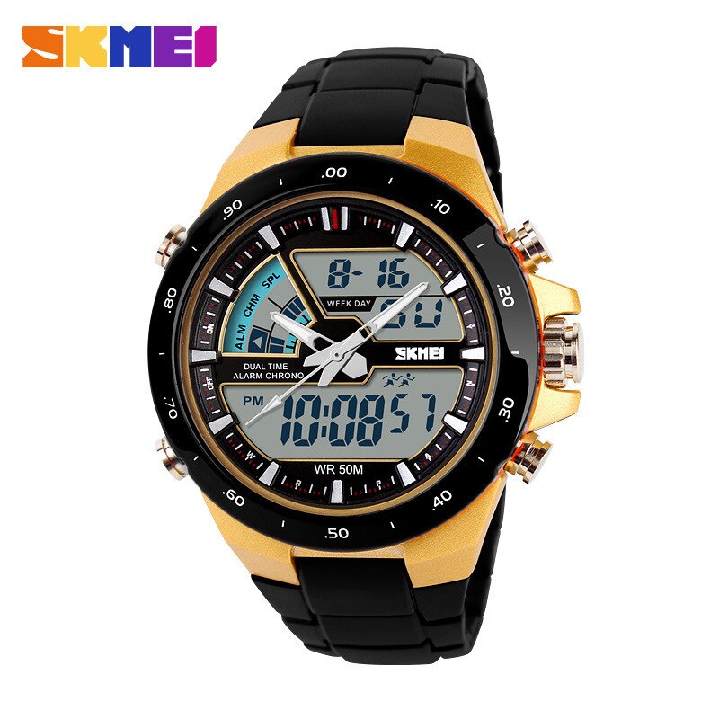 SKMEI 1016 Brand Sport Watch for Men 5Bar Waterproof Stopwatch Dual Display Wristwatches Men&