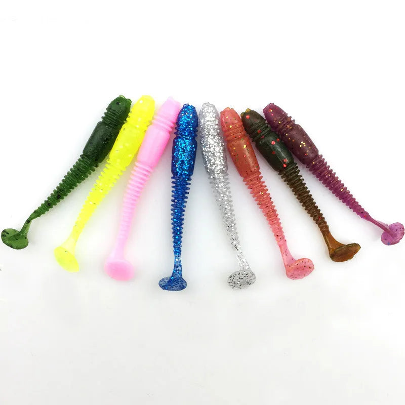 16pcs/Lot Worms Soft Bait Jig Wobblers Fishing Lure 5cm 1g Salt Smell Silicone Artificial Baits Tail Swim Bass Carp Pesca Tackle