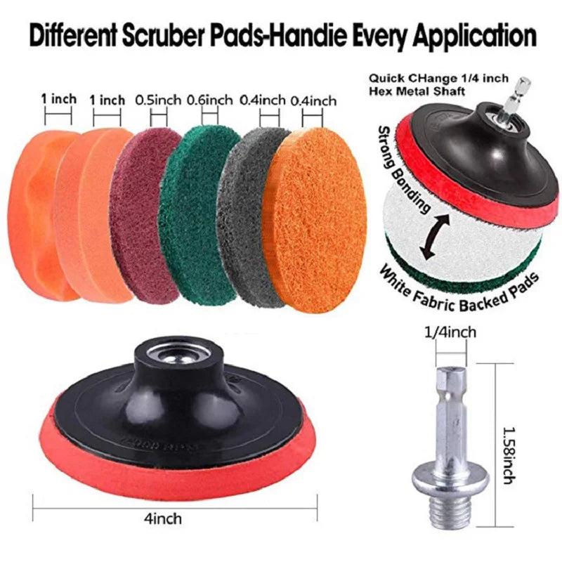 Drill-Brush Cleaner Kit Power Scrubber For Cleaning Bathroom Bathtub Cleaning Brushes Scrub Drill Kitchen Home Cleaning Tools