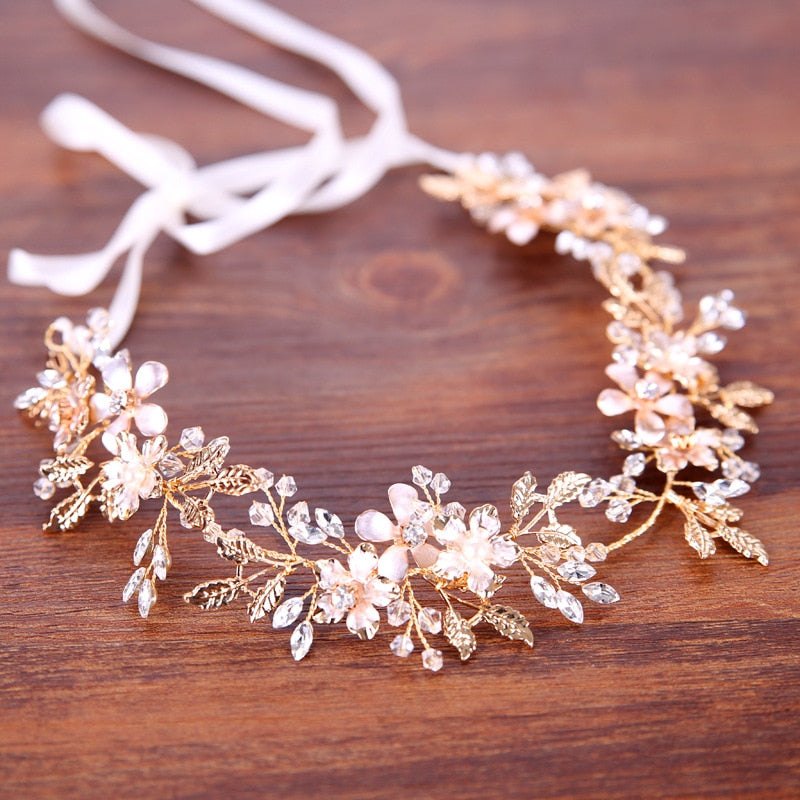 Trendy Bridal Flower Hair Jewellery Crystal Rhinestone Handmade Wedding  Headdress Headband WomanHair Accessories Tiara