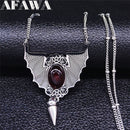 Gothic Vampire Bat Wing Stainless Steel Necklace for Women Silver Color Witchy Gift Necklaces Hip Hop Jewelry Chain N4031S02