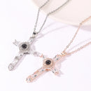 Retro Cross Necklace Say I Love You Necklace Memory Necklace and Pendant Wedding Valentine's Day Gift in 100 Languages