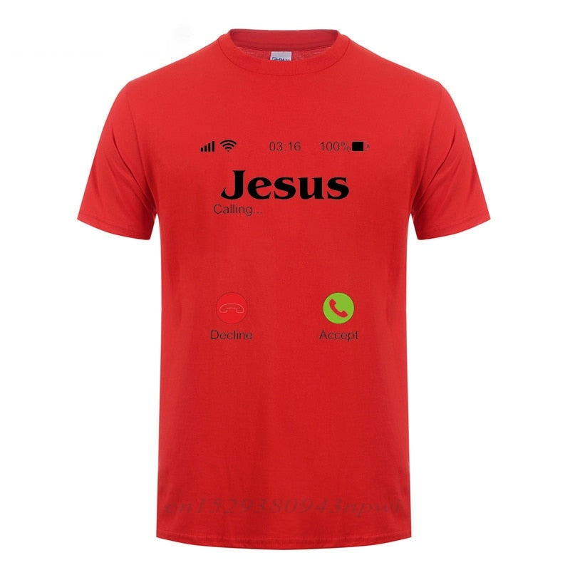 Jesus Is Calling T Shirt Christ Christian Religion Faith Bible Catholics Gift T-Shirt For Men Male Short Sleeve O Neck Tshirt