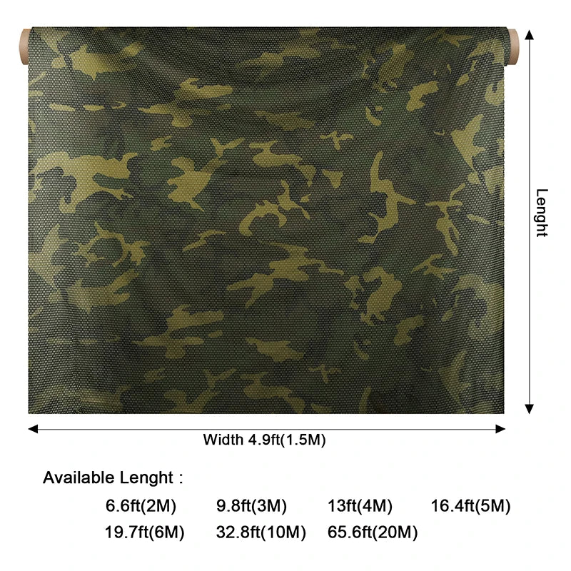 59" W Camouflage Net Bulk Roll Mesh Cover Blind for Hunting Sun Shade Home Garden Fence Decoration Outdoor Camping Ground Blinds