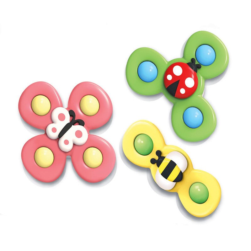 3pcs Cartoon Insect Fidget Spinner Baby Rattle Toys ABS Colorful Gyro Toy Relief Stress Fingertip Toys For Children Adults Gifts