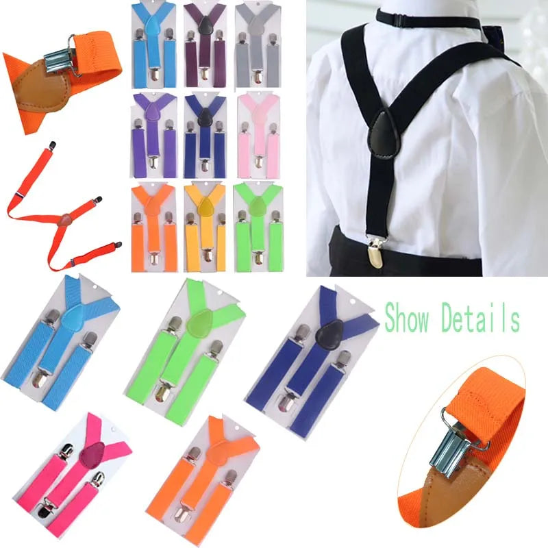 Party Adjustable 3pcs Suspenders Girls Y Back Children Ties Bow Tie Set Elastic Kids Necktie Braces Bowties Boys