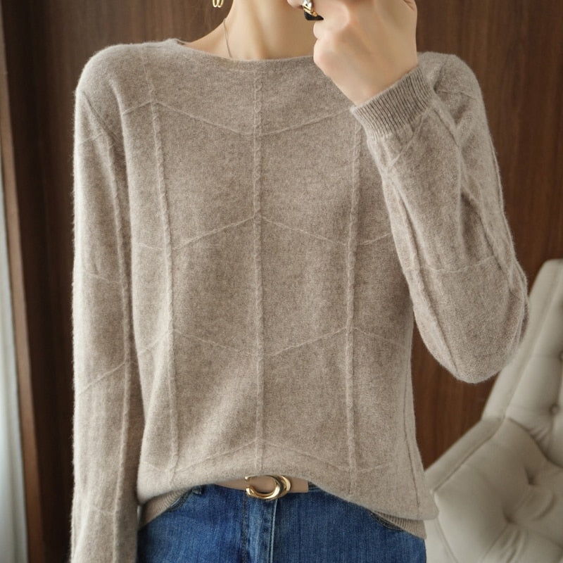 Ladies Round neck Sweater Fall/Winter 2021 New  Pullover Casual Knitted Top Large Size Long Sleeve Women&