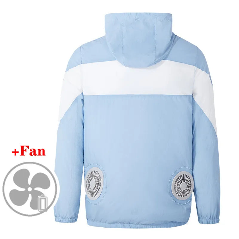 USB Fan Cooling Hiking Coat Fishing Cycling Jacket Air Conditioning Work Outdoors Quick Cooling Top Summer Cooling Men/women