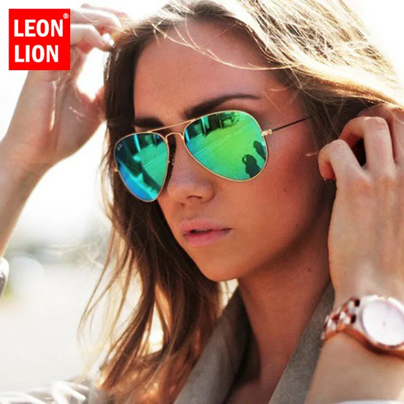 LeonLion 2023 Pilot Mirror Sunglasses Women/Men Brand Designer Luxury Sun Glasses Women Vintage Outdoor Driving Oculos De Sol