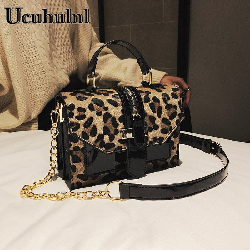 Leopard Print Small Flap Bags Women Bag Over Shoulder Luxury Handbags Women Bags Designer Lady Leather Plush Messenger Bag