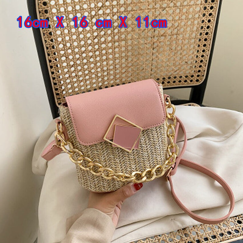 Small Straw Bucket Bags For Women 2020 Summer Crossbody Bags Lady Travel Purses and Handbags Female Shoulder Messenger Bag