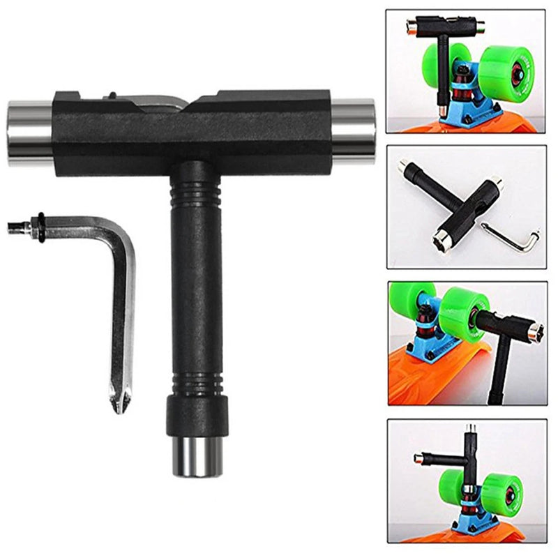 1Set T-Type Skateboard Tool All In One Multifunction Screwdriver Socket Kick Scooter Skateboard Wrench Assembling Accessories