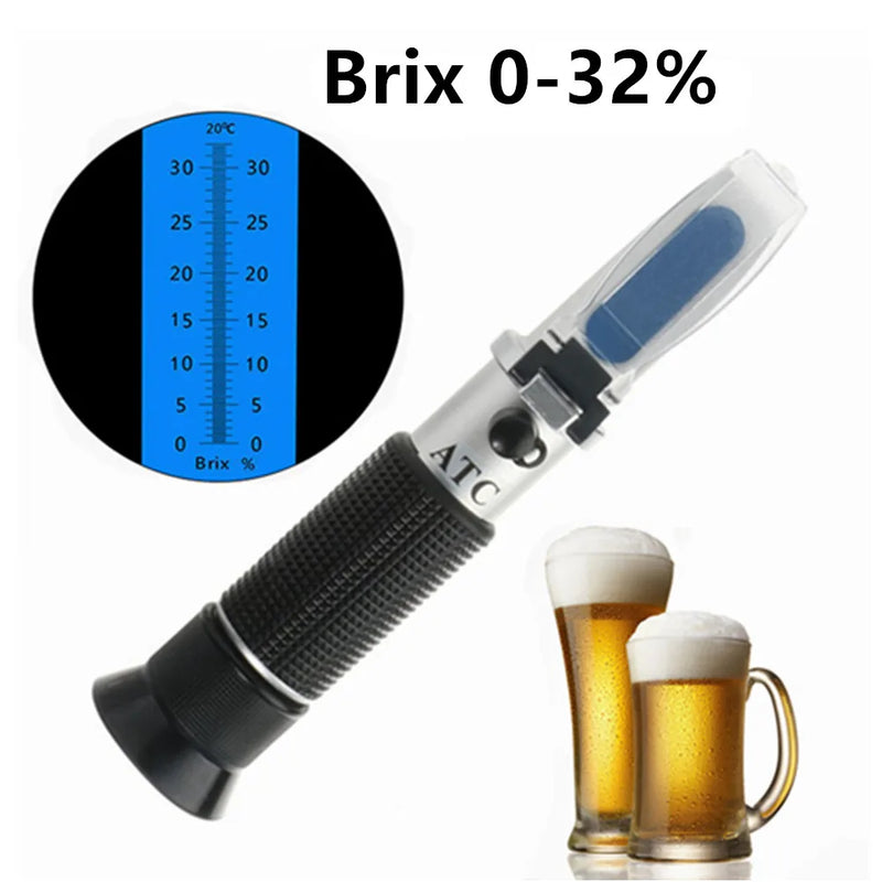 Beer Wort Refractometer 0-32% Brix Sugar Concentration Meter 1.000-1.130 Homebrew Hydrometer Saccharimeter Sugar Meter ATC