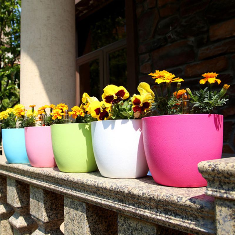 PP Self Watering Planters Flower Pots Indoor with Water Level Indicators 6x5'' New Hot