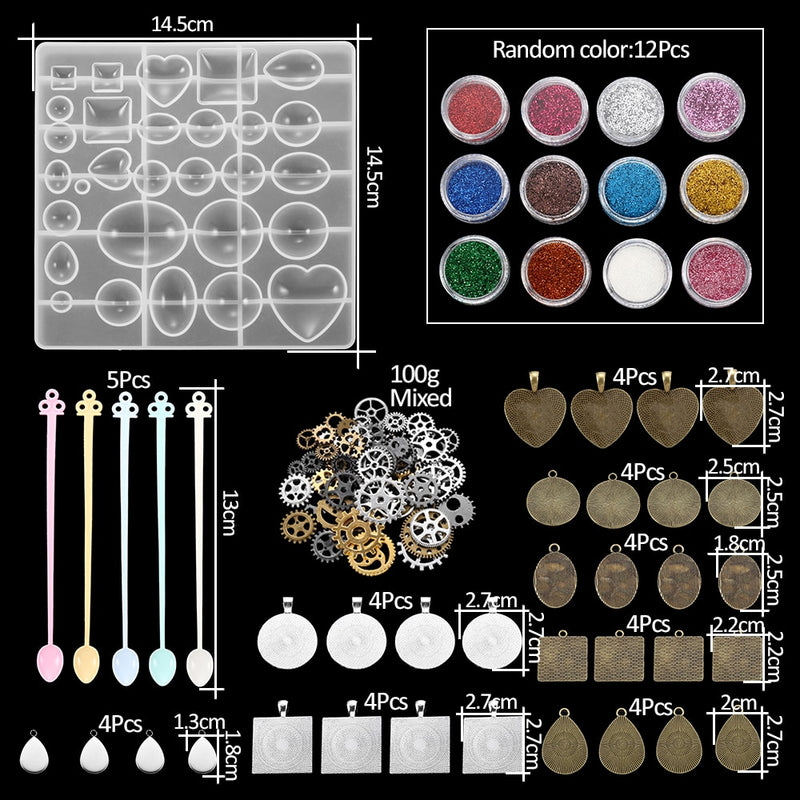 1 Set Mixed Style Silicone Epoxy Resin Casting Molds UV Tool Set For DIY Pendant Jewelry Making Finding Accessories Supplies