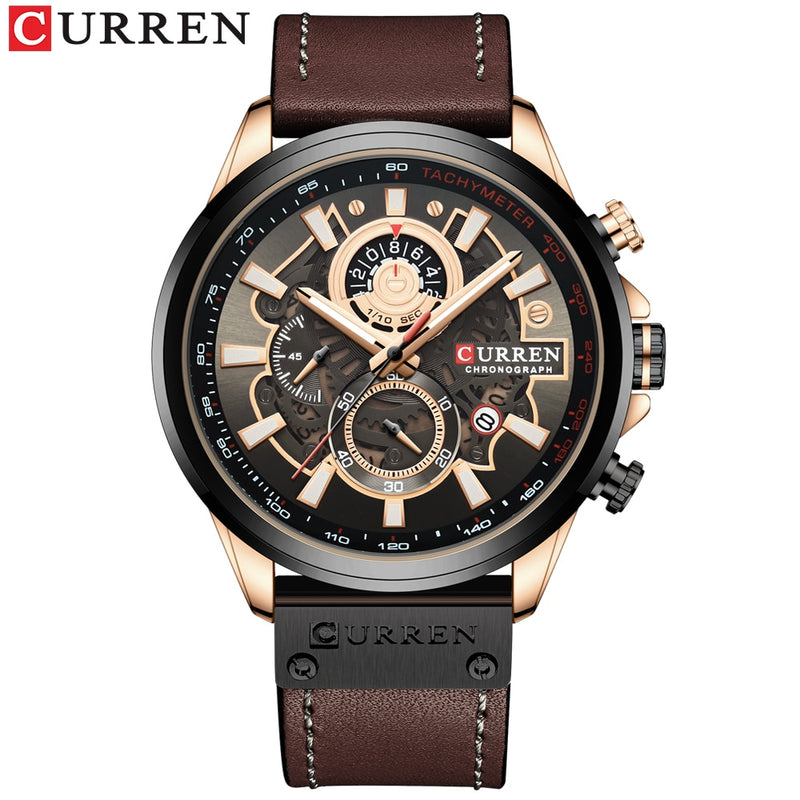 CURREN Watch for Men Top Brand Watches Leather Strap Wristwatch Fashion Chronograph Sport Quartz Clock Male Gift