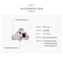 bamoer Genuine  925 Silver Pink car Fashion Charm for Original Bracelet  Women Jewelry Making DIY Bracelet  Accessory SCC1738