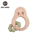 Let's Make Wooden Rattle Teether Baby Toys Engraved Wood Beads Hexagon Teether Silicone Beads 12Mm Tiny Rod Baby Crib Rattle