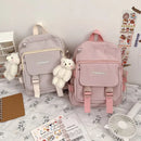 korean style small mini backpack for women Fashion school mochila Multi pocket Girl Ring Buckle portable bear women's backpack