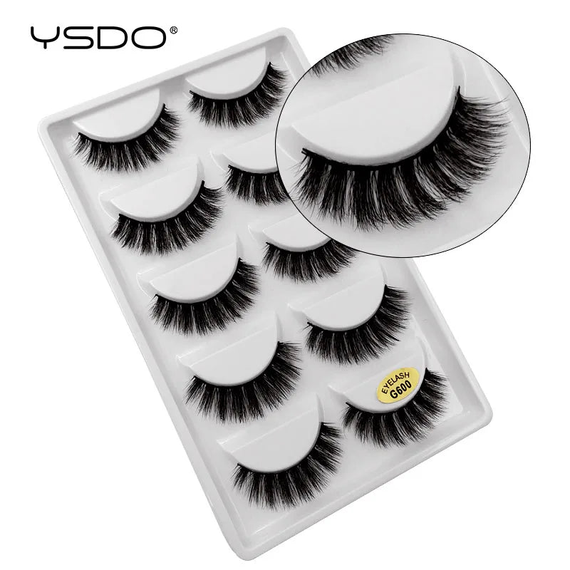 YSDO 5 pairs eyelashes mink strip lashes dramatic eyelashes natural 3d mink eyelashes makeup false eyelashes cilios maquiagem