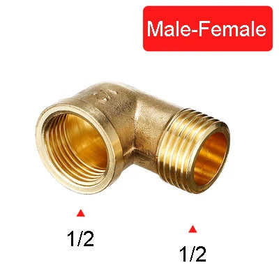 1/8" 1/4" 3/8" 1/2" Female x Male Thread 90 Deg Brass Elbow Pipe Fitting Connector Coupler For Water Fuel Copper