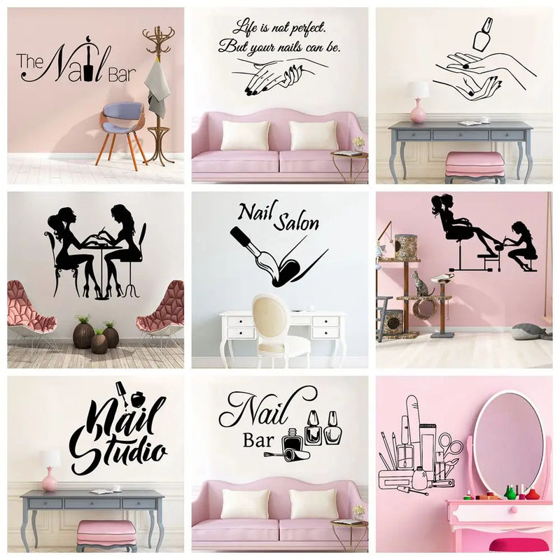 Beauty Nail Salon Quotes Waterproof Stickers Wall For Nails Room Wall Decals Removable