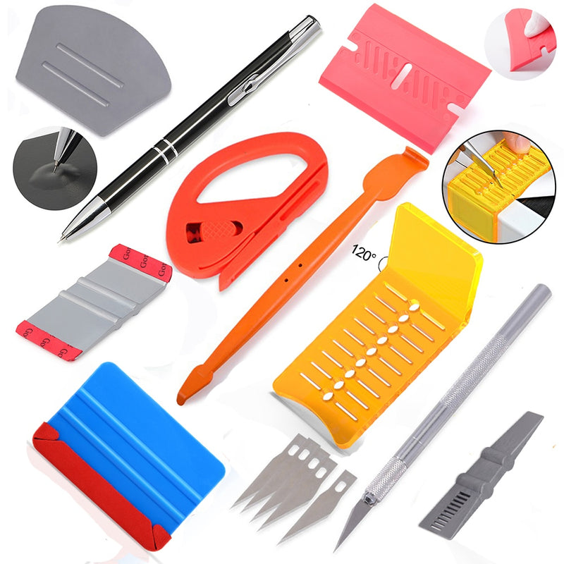 FOSHIO Vinyl Film Car Accessories Wrap Tools Kit Carbon Sticker Installing Rubber Scraper Window Tinting Magnet Squeegee Knife