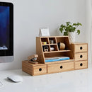 Japan Style Office Desktop Storage Box Bamboo Wood Creative Combination Rack Drawer Multi-layer Debris Sorting Box