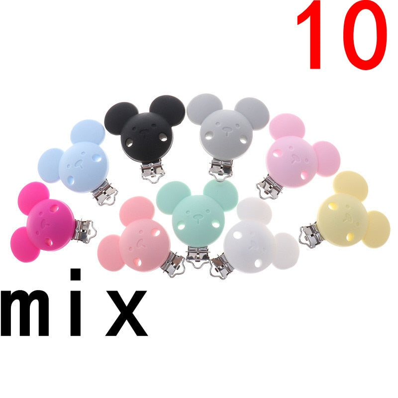 ATOB 10PCS Pacifier Clip Silicone Round Teether Clips  DIY Baby Pacifier Dummy Chain Holder Soothing Pacifier Accessories