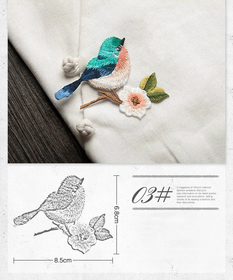 Bird Iron on Patches for Clothing Animal of The Breach Embroidery Applique DIY Hat Coat Dress Pants Accessories Cloth Sticker