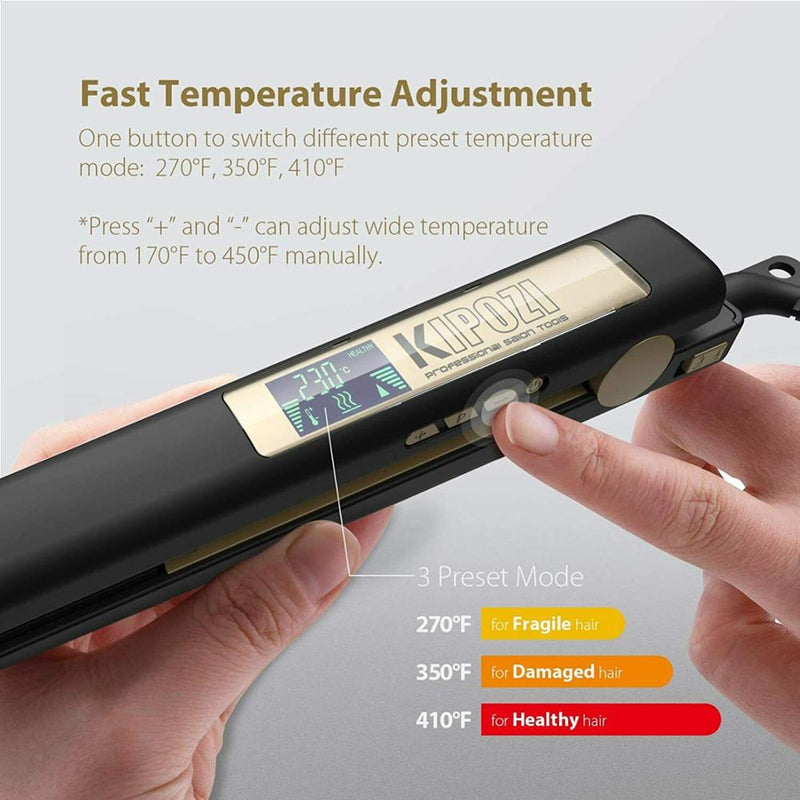 KIPOZI Hair Straightener Professional Titanium Flat Iron Digital LCD Display Flat Iron Comb Hair Curler Beauty Care Curling Iron