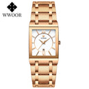 WWOOR Ladies Watch Top Brand Japanese Quartz Watches Square Black Gold Watch Stainless Steel Waterproof Fashion Women Wristwatch