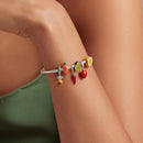 WOSTU 100% 925 Sterling Silver Chocolate Cake Charm Biscuit Candy Bead Enamel Pendant Fit Original Bracelet Necklace Jewelry