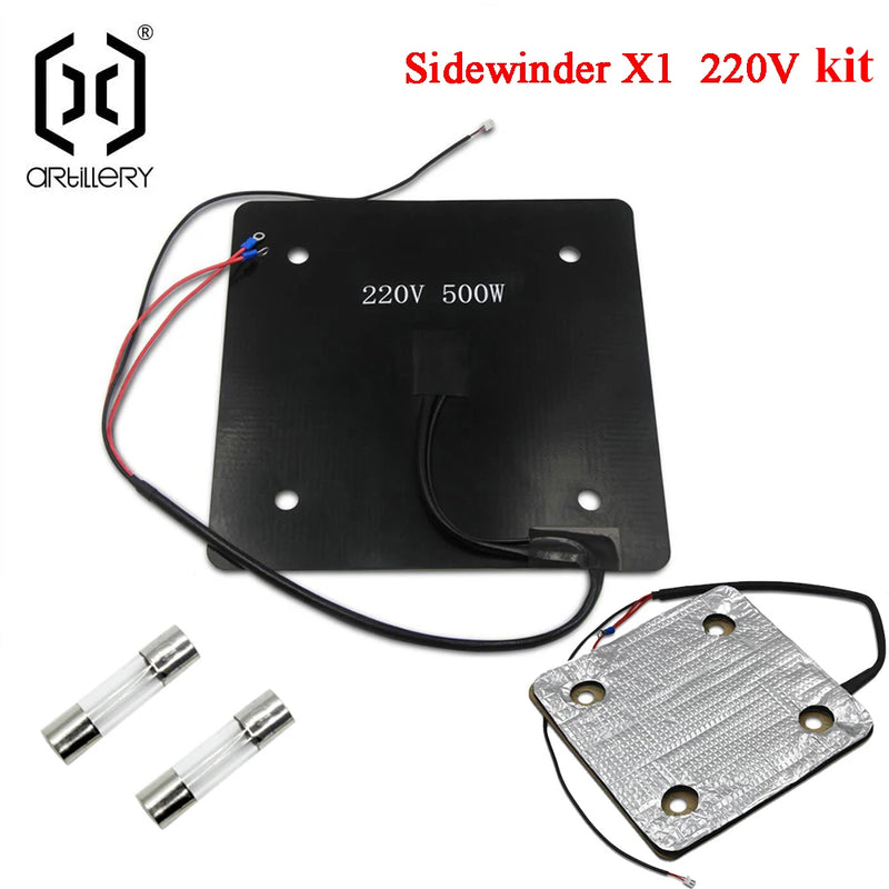 Hot bed heating cotton fuse kit for 3D printer Artillery Sidewinder SW-X1 and Genius 110V 220V, self-adhesive, integrated moldin