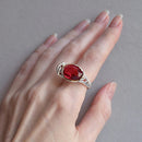 DreamCarnival1989 New Design Feminine Zircon Ring for Women Cap Look Big Red Stone Cute Duck Wedding Engagement Jewelry WA11737