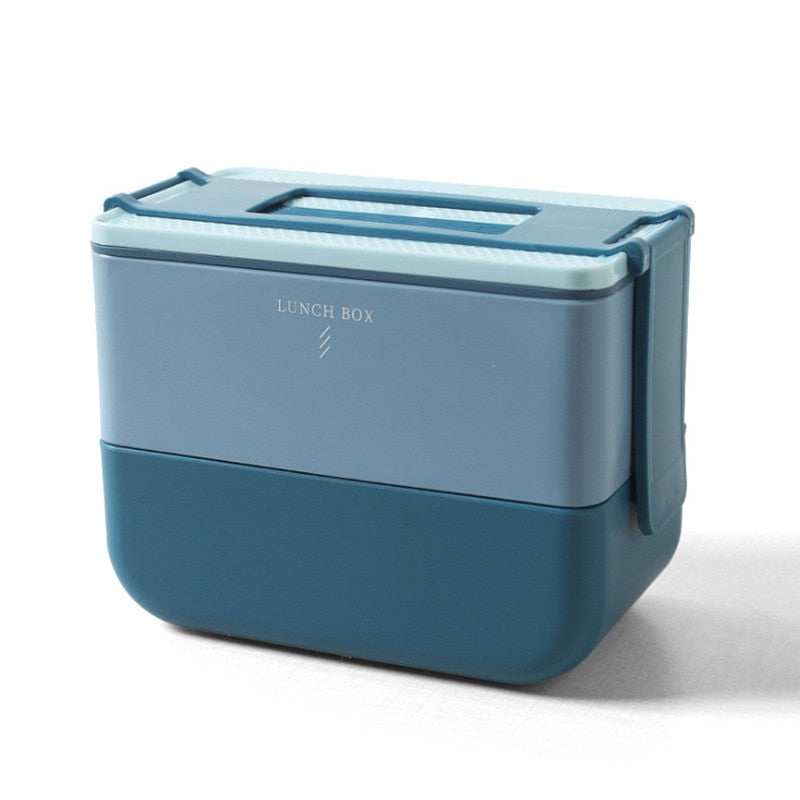 Double-layer bento box for kids Portable japanese style lunch box Leak-Proof food container storage box Microwave Dinnerware