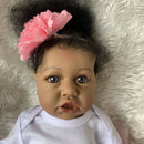 55CM reborn doll lifelike real soft touch full body silicone saskit doll in medium black skin high quality rooted hair bath toy