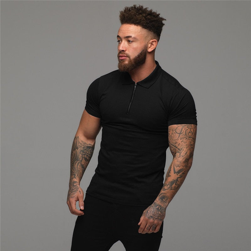 Muscleguys Man Fashion Polo Shirt Casual Fashion Plain Color Short Sleeve High Quality Slim Polo Shirt Men Fitness Polo homme