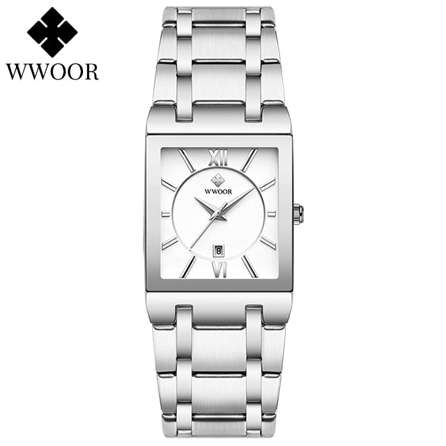 WWOOR Ladies Watch Top Brand Japanese Quartz Watches Square Black Gold Watch Stainless Steel Waterproof Fashion Women Wristwatch