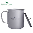 Boundless Voyage Titanium Cup with Lid Folding Handle Outdoor Camping Mug Pot Drinkware 200ml 500ml 750ml 1250ml