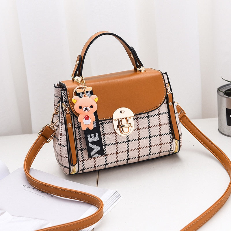 OkoLive SB0046 Korean New Fashion Women School Cute Litter Bear PU Leather Waterproof Handbag Simple Women&