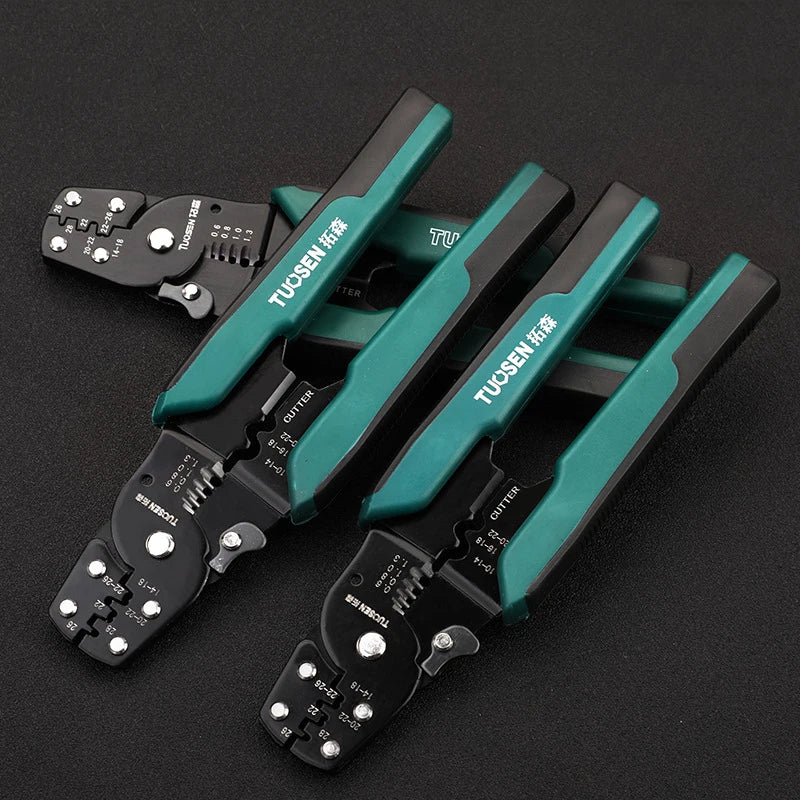Tao Hua Yuan Crimping Tool Crimping Plier Wire Stripper Cutter Crimper WireTool 10-22AWG Quadrilateral Tube Bootlace Terminal AA