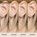 Bamoer 925 Sterling Silver Platinum Plated Classic Big Hoop Earrings for Women Fashion Jewerly Size 30mm 40mm 50mm
