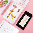 3-in-1 Electric Rose Quartz Jade Roller and Face Massager Set Face Care Tools Eye Massager and 3D Face, Head, Arms,Neck Massager