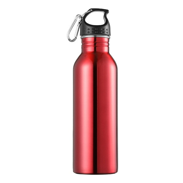 750ml Sports Outdoor Straw Water Bottle 304 Stainless steel Portable Handle Lid Water Bottle With Mountaineering Buckle Kettle