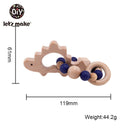 Let's Make Wooden Rattle Teether Baby Toys Engraved Wood Beads Hexagon Teether Silicone Beads 12Mm Tiny Rod Baby Crib Rattle
